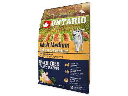ONTARIO Dog Adult Medium Chicken & Potatoes & Herbs 2,25 kg z kategorie Chovatelské potřeby a krmiva pro psy > Krmiva pro psy > Granule pro psy