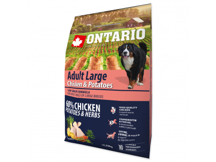 ONTARIO Dog Adult Large Chicken & Potatoes & Herbs 2,25 kg z kategorie Chovatelské potřeby a krmiva pro psy > Krmiva pro psy > Granule pro psy