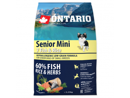 ONTARIO Senior Mini Fish & Rice 2,25 kg z kategorie Chovatelské potřeby a krmiva pro psy > Krmiva pro psy > Granule pro psy