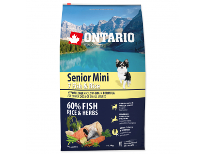 ONTARIO Senior Mini Fish & Rice 6,5 kg z kategorie Chovatelské potřeby a krmiva pro psy > Krmiva pro psy > Granule pro psy
