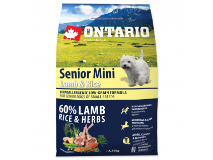 ONTARIO Senior Mini Lamb & Rice 2,25 kg z kategorie Chovatelské potřeby a krmiva pro psy > Krmiva pro psy > Granule pro psy