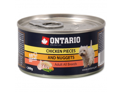 Konzerva ONTARIO Dog Chicken Pieces + Chicken Nugget 200 g z kategorie Chovatelské potřeby a krmiva pro psy > Krmiva pro psy > Konzervy pro psy