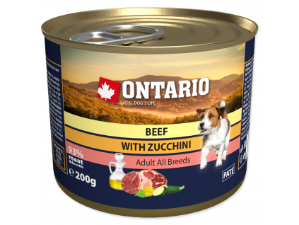 Konzerva ONTARIO Dog Mini Beef, Zucchini, Dandelion and Linseed Oil 200 g z kategorie Chovatelské potřeby a krmiva pro psy > Krmiva pro psy > Konzervy pro psy