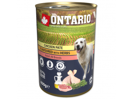 Konzerva ONTARIO Chicken Pate Flavoured with Herbs 400 g z kategorie Chovatelské potřeby a krmiva pro psy > Krmiva pro psy > Konzervy pro psy