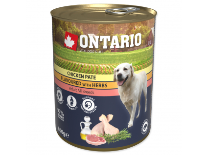 Konzerva ONTARIO Chicken Pate Flavoured with Herbs 800 g z kategorie Chovatelské potřeby a krmiva pro psy > Krmiva pro psy > Konzervy pro psy