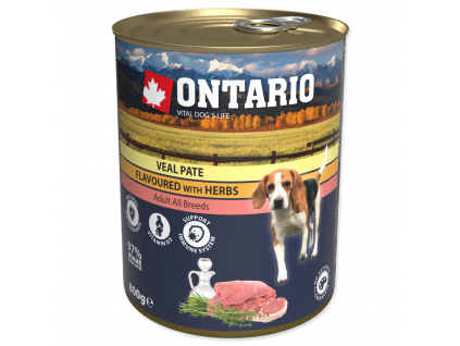 Konzerva ONTARIO Dog Veal Pate Flavoured with Herbs 800 g z kategorie Chovatelské potřeby a krmiva pro psy > Krmiva pro psy > Konzervy pro psy