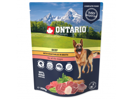 Kapsička ONTARIO Dog Beef with Vegetable in Broth 300 g z kategorie Chovatelské potřeby a krmiva pro psy > Krmiva pro psy > Kapsičky pro psy