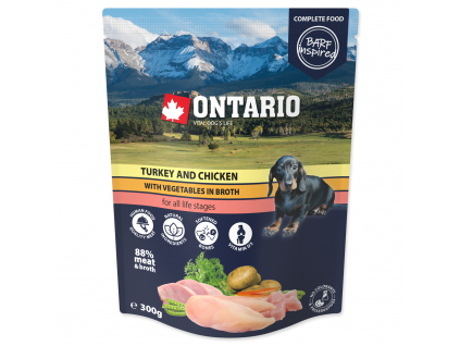 Kapsička ONTARIO Dog Turkey and Chicken with Vegetable in Broth 300 g z kategorie Chovatelské potřeby a krmiva pro psy > Krmiva pro psy > Kapsičky pro psy