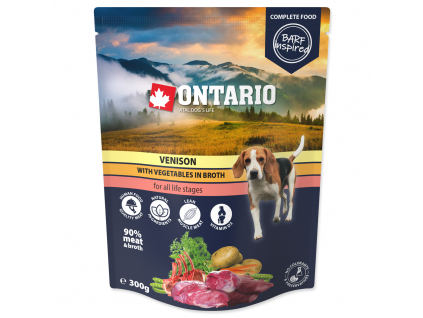 Kapsička ONTARIO Dog Venison with Vegetable in Broth 300 g z kategorie Chovatelské potřeby a krmiva pro psy > Krmiva pro psy > Kapsičky pro psy