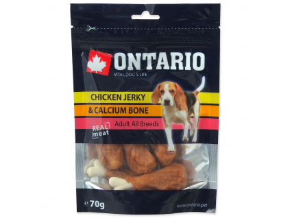 Snack ONTARIO Dog Chicken Jerky + Calcium 70 g z kategorie Chovatelské potřeby a krmiva pro psy > Pamlsky pro psy > Sušená masíčka pro psy