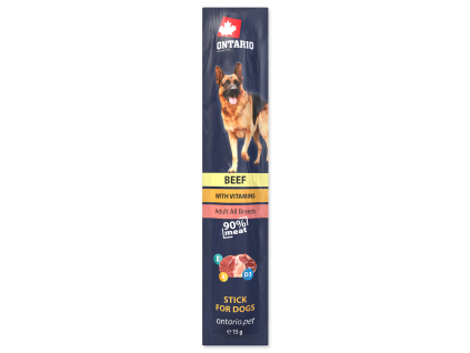 Stick ONTARIO for dogs Beef 15g z kategorie Chovatelské potřeby a krmiva pro psy > Pamlsky pro psy > Tyčinky, salámky pro psy