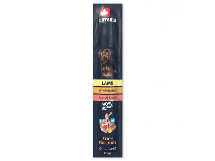 Stick ONTARIO for dogs Lamb 15g z kategorie Chovatelské potřeby a krmiva pro psy > Pamlsky pro psy > Tyčinky, salámky pro psy