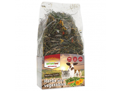 Bylinky NATURE LAND Botanical se zeleninou 125 g z kategorie Chovatelské potřeby a krmiva pro hlodavce a malá zvířata > Pamlsky pro hlodavce