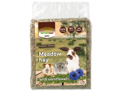 Seno NATURE LAND Meadow Hay s chrpou 0,65 kg z kategorie Chovatelské potřeby a krmiva pro hlodavce a malá zvířata