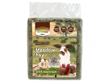 Seno NATURE LAND Meadow Hay s červenou řepou 0,65 kg z kategorie Chovatelské potřeby a krmiva pro hlodavce a malá zvířata > Seno pro hlodavce