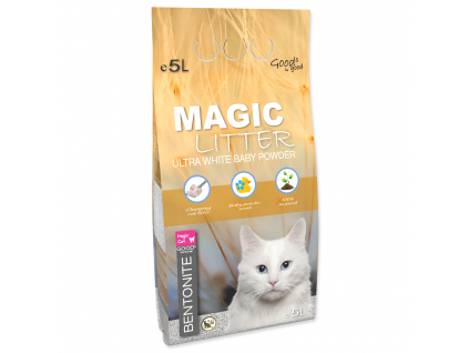 Kočkolit MAGIC LITTER Bentonite Ultra White Baby Powder 5 l z kategorie Chovatelské potřeby a krmiva pro kočky > Toalety, steliva pro kočky > Steliva kočkolity pro kočky