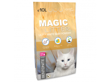 Kočkolit MAGIC LITTER Bentonite Ultra White Baby Powder 10 l z kategorie Chovatelské potřeby a krmiva pro kočky > Toalety, steliva pro kočky > Steliva kočkolity pro kočky