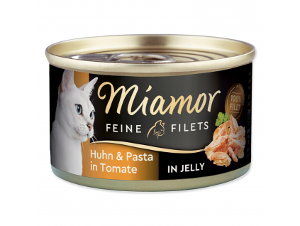 Konzerva MIAMOR Feine Filets kuře + těstoviny v želé 100 g z kategorie Chovatelské potřeby a krmiva pro kočky > Krmivo a pamlsky pro kočky > Konzervy pro kočky