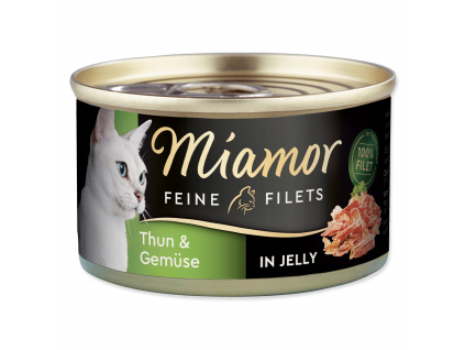 Konzerva MIAMOR Feine Filets tuňák + zelenina v želé 100 g z kategorie Chovatelské potřeby a krmiva pro kočky > Krmivo a pamlsky pro kočky > Konzervy pro kočky