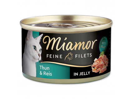 Konzerva MIAMOR Feine Filets tuňák + rýže v želé 100 g z kategorie Chovatelské potřeby a krmiva pro kočky > Krmivo a pamlsky pro kočky > Konzervy pro kočky