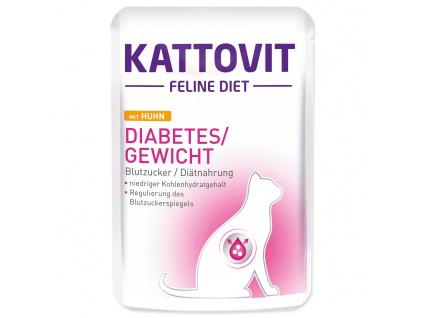 Kapsička KATTOVIT Diabetes kuře 85 g z kategorie Chovatelské potřeby a krmiva pro kočky > Krmivo a pamlsky pro kočky > Kapsičky pro kočky