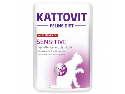 Kapsička KATTOVIT Sensitive kuře + kachna 85 g z kategorie Chovatelské potřeby a krmiva pro kočky > Krmivo a pamlsky pro kočky > Kapsičky pro kočky