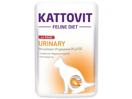 Kapsička KATTOVIT Urinary telecí 85 g z kategorie Chovatelské potřeby a krmiva pro kočky > Krmivo a pamlsky pro kočky > Kapsičky pro kočky