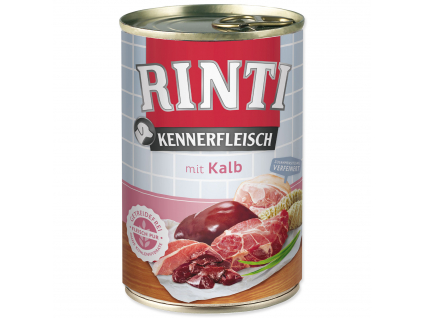 Konzerva RINTI Kennerfleisch telecí 400 g z kategorie Chovatelské potřeby a krmiva pro psy > Krmiva pro psy > Konzervy pro psy