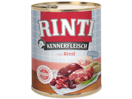 Konzerva RINTI Kennerfleisch hovězí 800 g z kategorie Chovatelské potřeby a krmiva pro psy > Krmiva pro psy > Konzervy pro psy