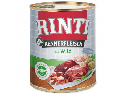 Konzerva RINTI Kennerfleisch zvěřina 800 g z kategorie Chovatelské potřeby a krmiva pro psy > Krmiva pro psy > Konzervy pro psy