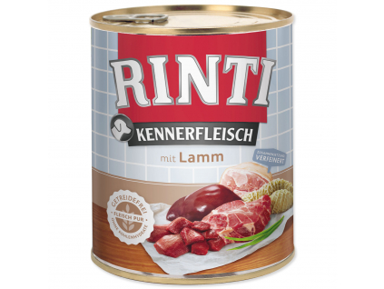 Konzerva RINTI Kennerfleisch jehně 800 g z kategorie Chovatelské potřeby a krmiva pro psy > Krmiva pro psy > Konzervy pro psy