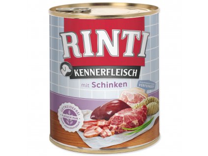 Konzerva RINTI Kennerfleisch šunka 800 g z kategorie Chovatelské potřeby a krmiva pro psy > Krmiva pro psy > Konzervy pro psy