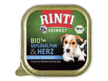 Vanička RINTI Bio drůbeží srdíčka 150 g z kategorie Chovatelské potřeby a krmiva pro psy > Krmiva pro psy > Vaničky, paštiky pro psy