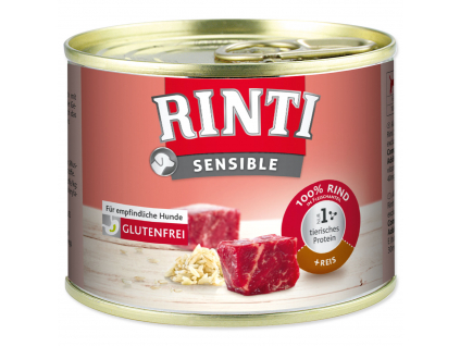 Konzerva RINTI Sensible hovězí + rýže 185 g z kategorie Chovatelské potřeby a krmiva pro psy > Krmiva pro psy > Konzervy pro psy