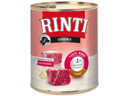 Konzerva RINTI Sensible hovězí + rýže 800 g z kategorie Chovatelské potřeby a krmiva pro psy > Krmiva pro psy > Konzervy pro psy