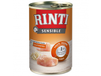 Konzerva RINTI Sensible kuře + rýže 400 g z kategorie Chovatelské potřeby a krmiva pro psy > Krmiva pro psy > Konzervy pro psy
