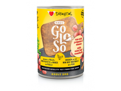 Disugual Dog Gurmánské kuřecí Ragú s mini hovězí karbanátky s hráškem 400g z kategorie Chovatelské potřeby a krmiva pro psy > Krmiva pro psy > Konzervy pro psy
