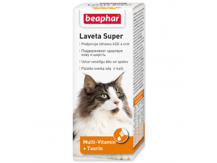 BEAPHAR Laveta Super kapky vyživující srst 50 ml z kategorie Chovatelské potřeby a krmiva pro kočky > Vitamíny a léčiva pro kočky > Péče o srst, kůži a tlapky koček