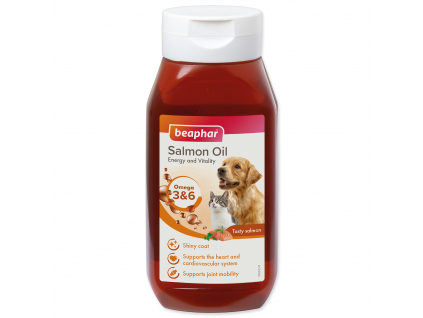 BEAPHAR lososový olej 430 ml z kategorie Chovatelské potřeby a krmiva pro psy > Vitamíny a léčiva pro psy > Doplňkové oleje pro psy