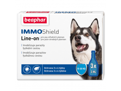 BEAPHAR Line-on IMMO Shield pro psy M 9 ml z kategorie Chovatelské potřeby a krmiva pro psy > Antiparazitika pro psy > Pipety (Spot On) pro psy