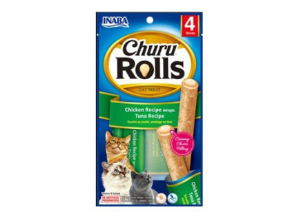 Churu Cat Rolls Chicken wraps&Tuna cream 4x10g z kategorie Chovatelské potřeby a krmiva pro kočky > Krmivo a pamlsky pro kočky > Pamlsky pro kočky