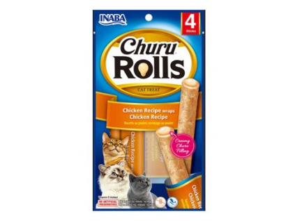 Churu Cat Rolls Chicken wraps&Chicken cream 4x10g z kategorie Chovatelské potřeby a krmiva pro kočky > Krmivo a pamlsky pro kočky > Pamlsky pro kočky