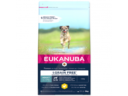 EUKANUBA Adult Small & Medium Breed Grain Free Chicken 3 kg z kategorie Chovatelské potřeby a krmiva pro psy > Krmiva pro psy > Granule pro psy