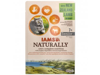 Kapsička IAMS Naturally Senior jehněčí v omáčce 85 g z kategorie Chovatelské potřeby a krmiva pro kočky > Krmivo a pamlsky pro kočky > Kapsičky pro kočky