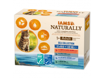 Kapsičky IAMS Naturally mořské maso v omáčce multipack (12x85g) 1020 g z kategorie Chovatelské potřeby a krmiva pro kočky > Krmivo a pamlsky pro kočky > Kapsičky pro kočky