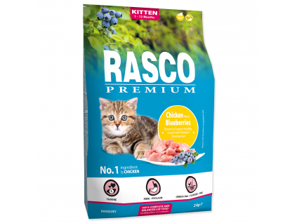 52764 1 rasco premium cat kibbles kitten chicken blueberries 2 kg z kategorie chovatelske potreby a krmiva pro kocky krmivo a pamlsky pro kocky granule pro kocky