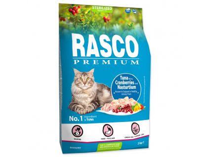 RASCO Premium Cat Kibbles Sterilized, Tuna, Cranberries, Nasturtium 2 kg z kategorie Chovatelské potřeby a krmiva pro kočky > Krmivo a pamlsky pro kočky > Granule pro kočky