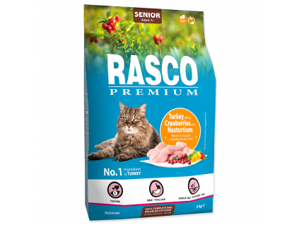 RASCO Premium Cat Kibbles Senior, Turkey, Cranberries, Nasturtium 2 kg z kategorie Chovatelské potřeby a krmiva pro kočky > Krmivo a pamlsky pro kočky > Granule pro kočky