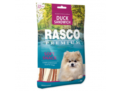 Pochoutka RASCO Premium sendviče z kachního masa 80 g z kategorie Chovatelské potřeby a krmiva pro psy > Pamlsky pro psy > Tyčinky, salámky pro psy