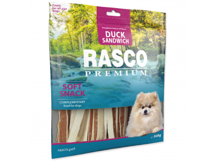 Pochoutka RASCO Premium sendviče z kachního masa 500 g z kategorie Chovatelské potřeby a krmiva pro psy > Pamlsky pro psy > Tyčinky, salámky pro psy